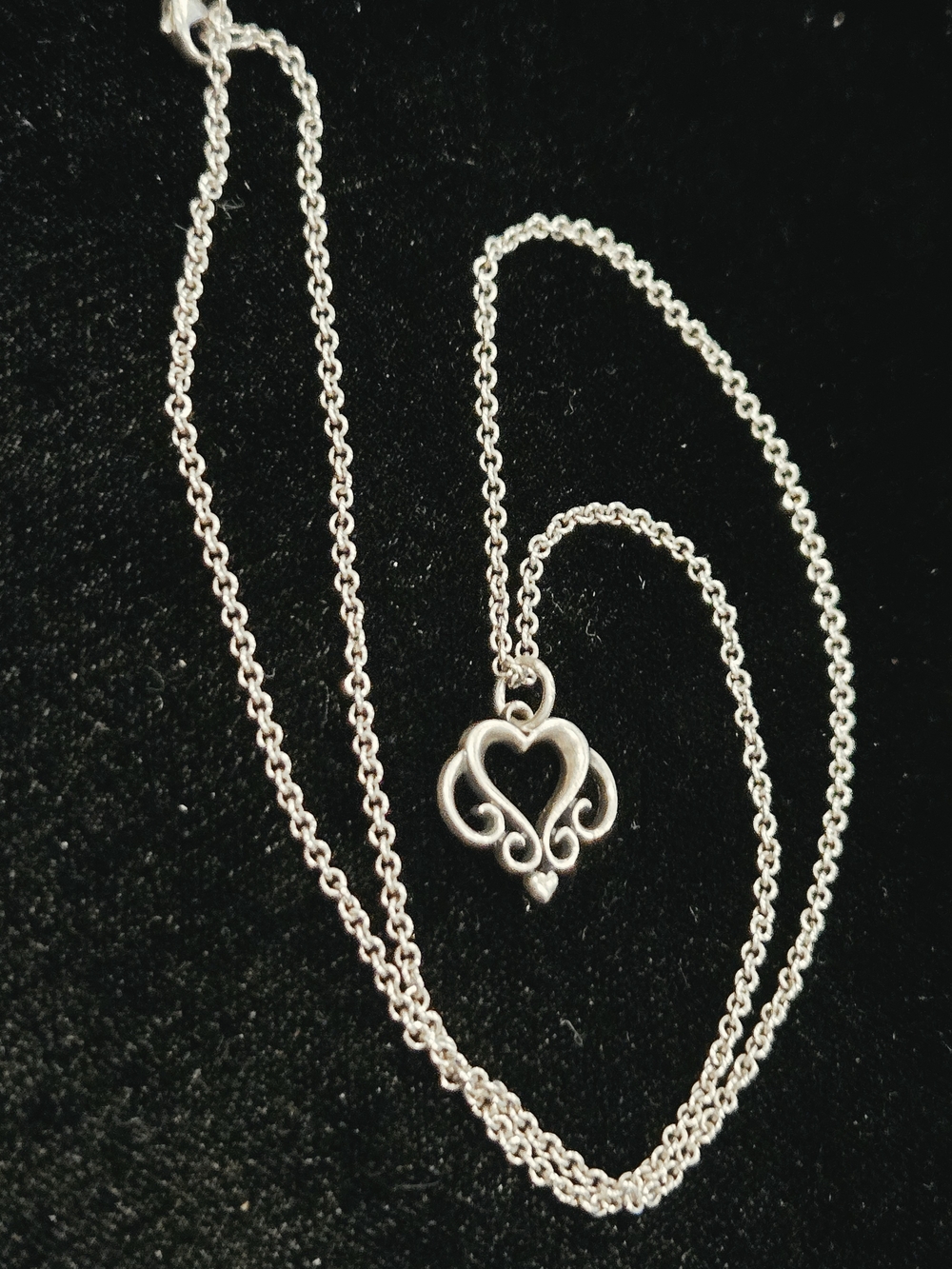 James Avery Silver Heart Scroll Pendant Necklace - Silver